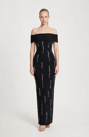 Off-Shoulder Embellished Bodycon Dress – Lucienne - Hadassha