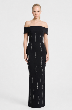 Off-Shoulder Embellished Bodycon Dress – Lucienne - Hadassha