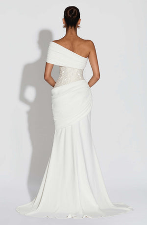 One-Shoulder Mermaid Maxi Dress Waist-Defining – Odette - Hadassha