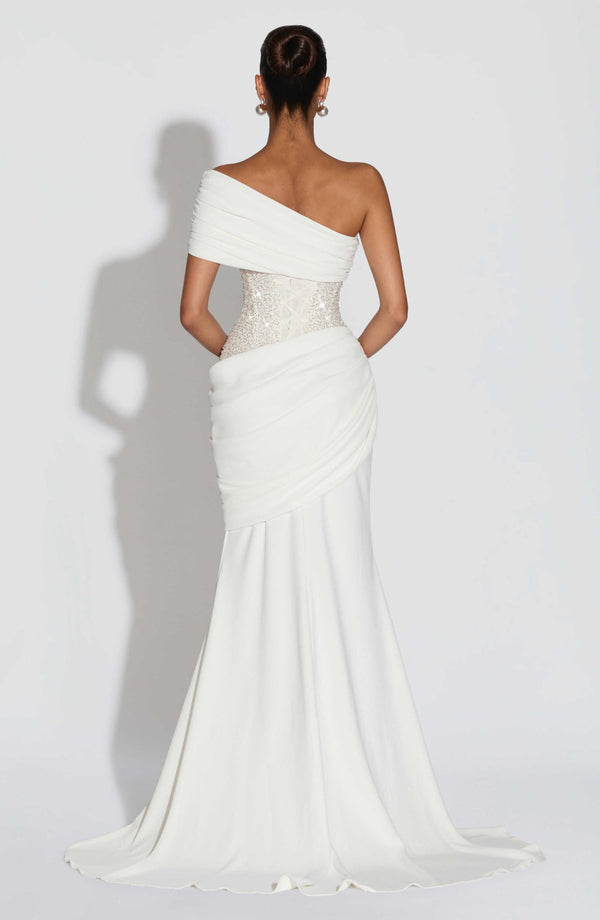 One-Shoulder Mermaid Maxi Dress Waist-Defining – Odette - Hadassha