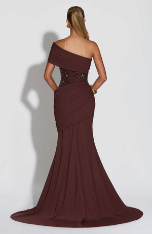 One-Shoulder Mermaid Maxi Dress Waist-Defining – Odette - Hadassha