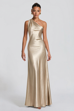 One-Shoulder Satin Maxi Dress – Alessia - Hadassha