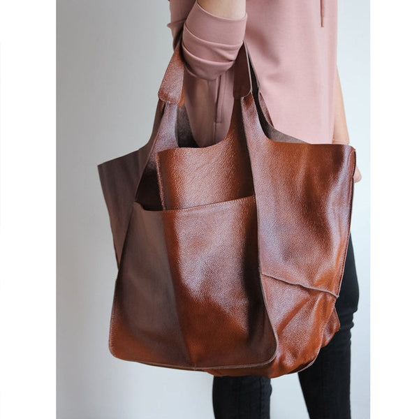 Oversized Scratch-Resistant Vegan Leather Tote – Odette - Hadassha