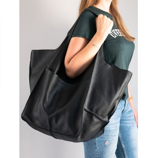 Oversized Scratch-Resistant Vegan Leather Tote – Odette - Hadassha
