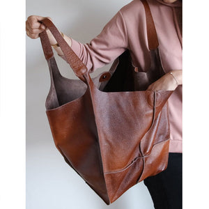 Oversized Scratch-Resistant Vegan Leather Tote – Odette - Hadassha