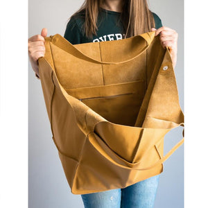 Oversized Scratch-Resistant Vegan Leather Tote – Odette - Hadassha