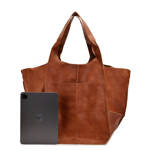 Oversized Scratch-Resistant Vegan Leather Tote – Odette - Hadassha