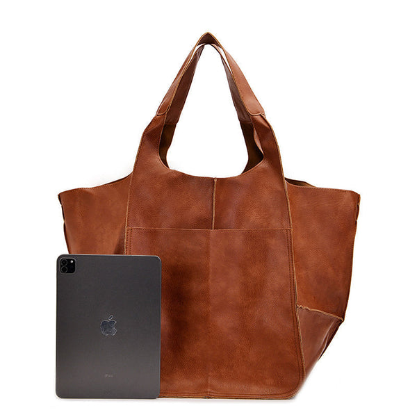 Oversized Scratch-Resistant Vegan Leather Tote – Odette - Hadassha