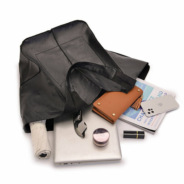 Oversized Scratch-Resistant Vegan Leather Tote – Odette - Hadassha