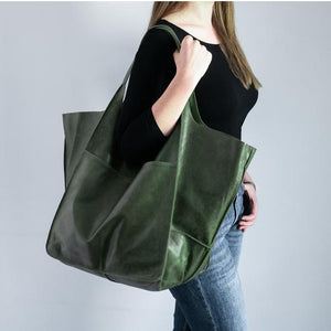 Oversized Scratch-Resistant Vegan Leather Tote – Odette - Hadassha