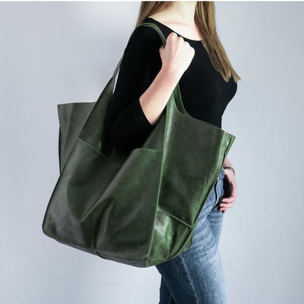 Oversized Scratch-Resistant Vegan Leather Tote – Odette - Hadassha