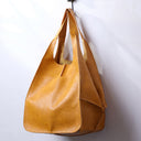 Oversized Scratch-Resistant Vegan Leather Tote – Odette - Yellow - Hadassha