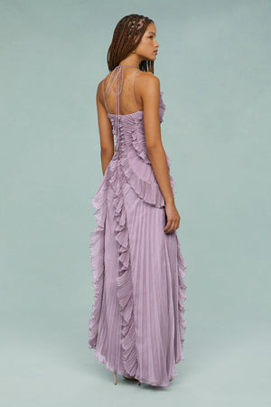 Pleated Halter Midi Dress – Talia - Hadassha