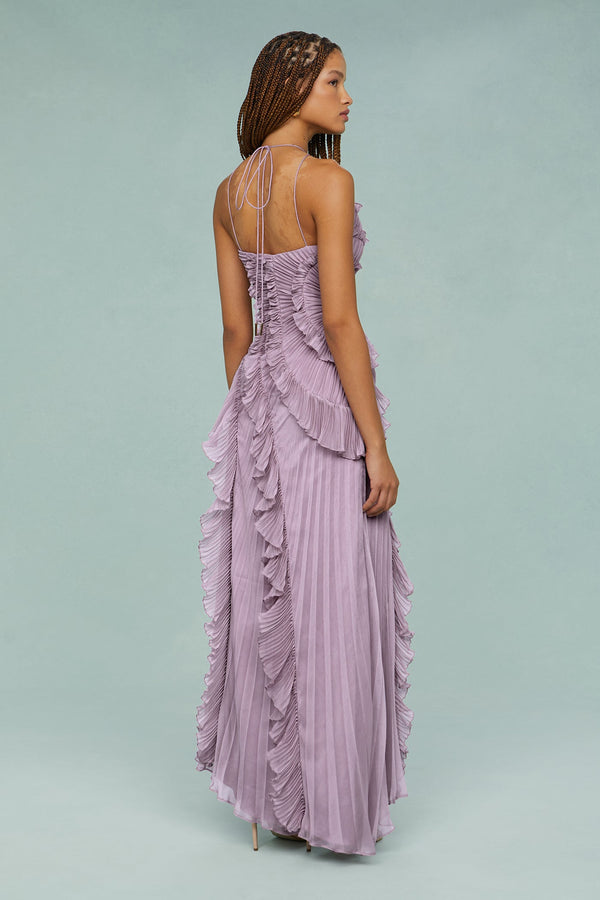 Pleated Halter Midi Dress – Talia - Hadassha