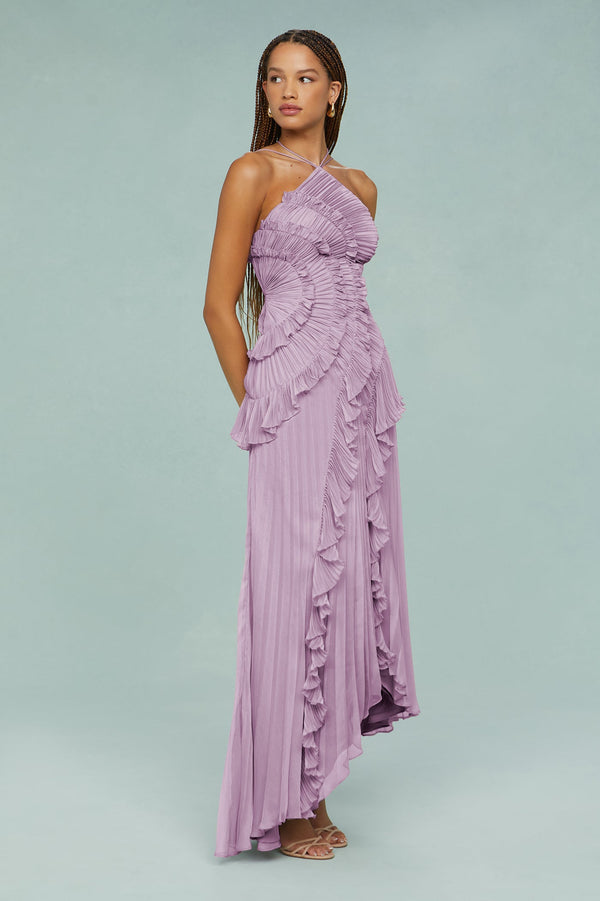 Pleated Halter Midi Dress – Talia - Hadassha