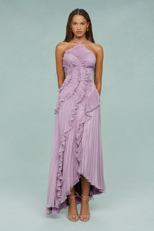 Pleated Halter Midi Dress – Talia - Hadassha
