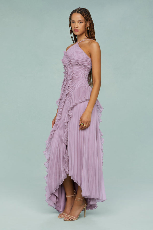 Pleated Halter Midi Dress – Talia - Hadassha