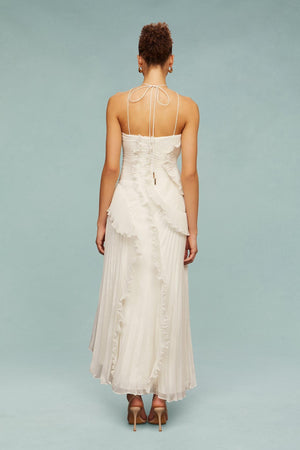 Pleated Halter Midi Dress – Talia - Hadassha