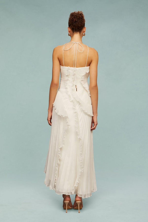 Pleated Halter Midi Dress – Talia - Hadassha