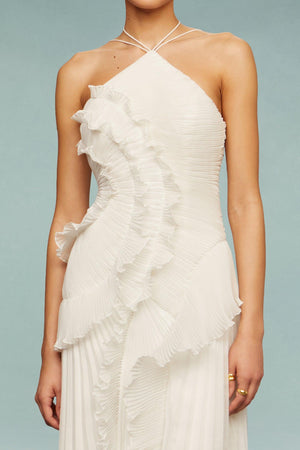 Pleated Halter Midi Dress – Talia - Hadassha