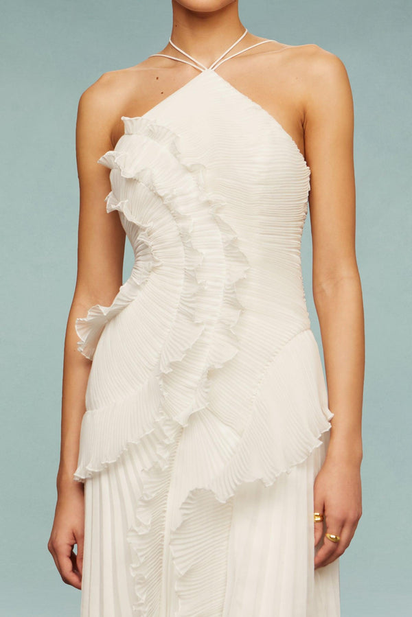 Pleated Halter Midi Dress – Talia - Hadassha