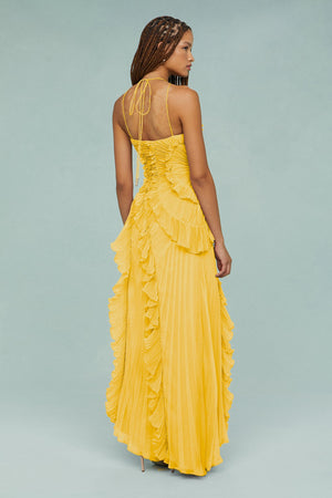 Pleated Halter Midi Dress – Talia - Hadassha
