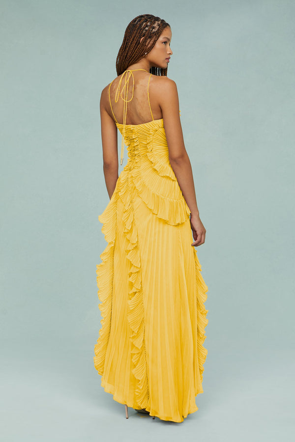Pleated Halter Midi Dress – Talia - Hadassha