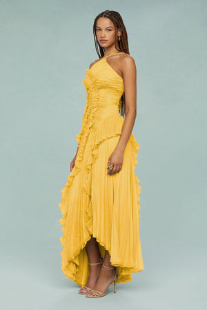 Pleated Halter Midi Dress – Talia - Hadassha
