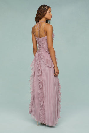 Pleated Halter Midi Dress – Talia - Hadassha