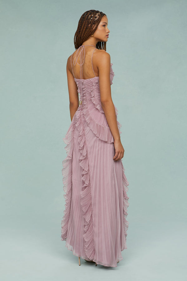 Pleated Halter Midi Dress – Talia - Hadassha