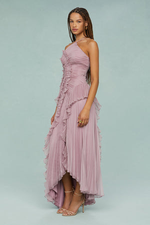 Pleated Halter Midi Dress – Talia - Hadassha