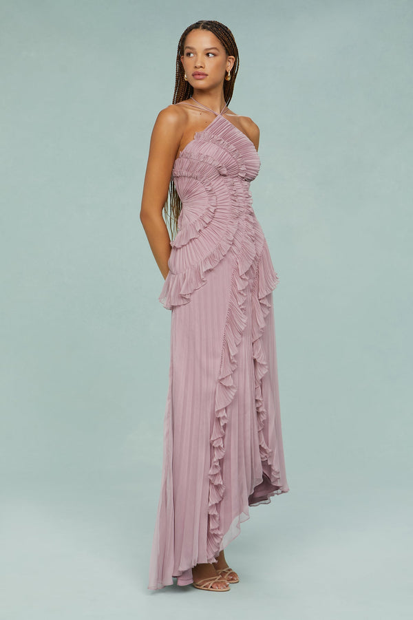 Pleated Halter Midi Dress – Talia - Hadassha