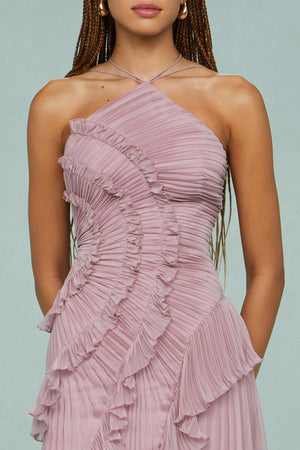 Pleated Halter Midi Dress – Talia - Hadassha