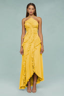 Pleated Halter Midi Dress – Talia - Yellow - Hadassha