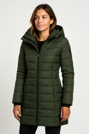 Quilted Puffer Coat Mid-Length Lightly Fitted – Elspeth - Green - Hadassha