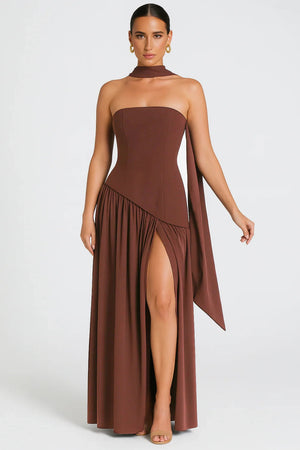 Shaping Asymmetric Dress – Harriet - Brown - Hadassha