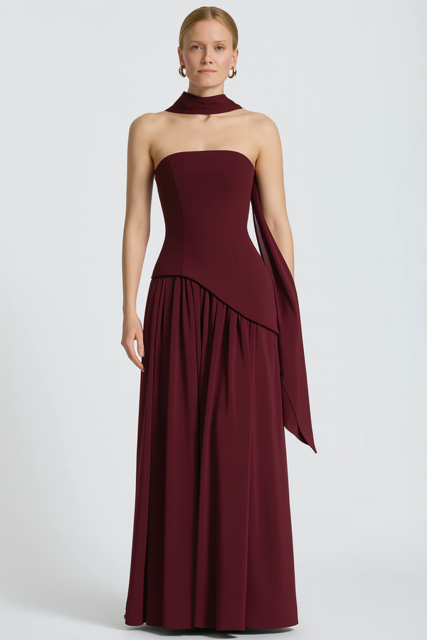Shaping Asymmetric Dress – Harriet - Marsala - Hadassha