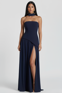 Shaping Asymmetric Dress – Harriet - Navy blue - Hadassha