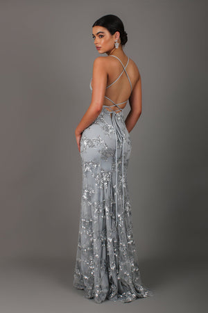Show-Stopping V-Neck Backless Sequin Maxi Dress – Coralie - Hadassha
