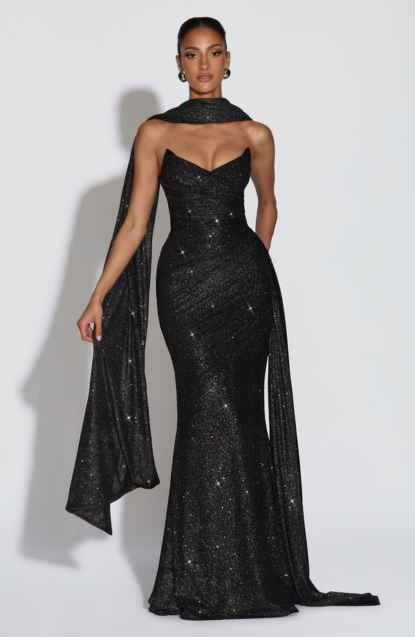 Sparkle Maxi Dress Structured Bust – Ashika - Hadassha
