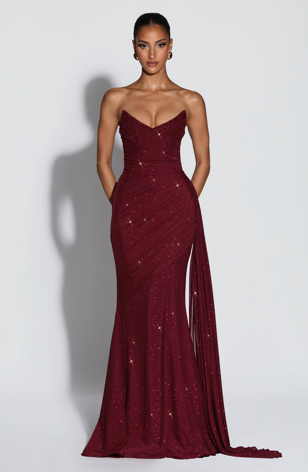 Sparkle Maxi Dress Structured Bust – Ashika - Red - Hadassha