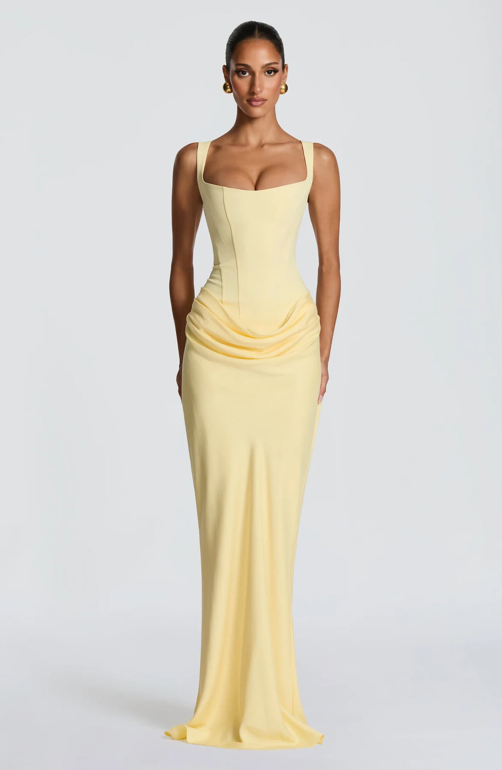 Square Neck Maxi Dress Structured Lyocell - Hadassha