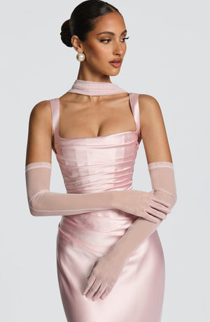 Square Neck Satin Maxi Dress Tie-Back – Calanthe - Hadassha
