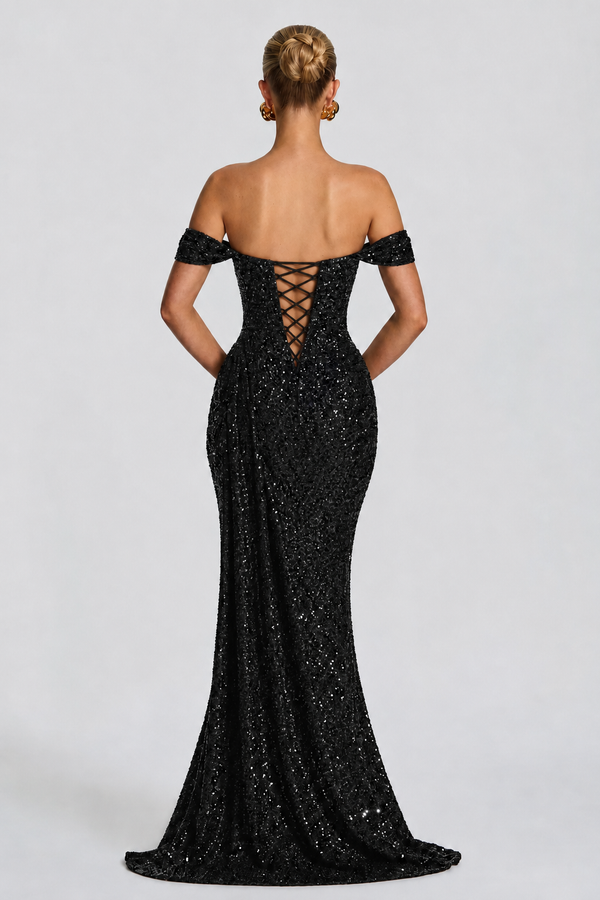 Strapless Bodycon Maxi Dress Sequin – Ondine - Hadassha