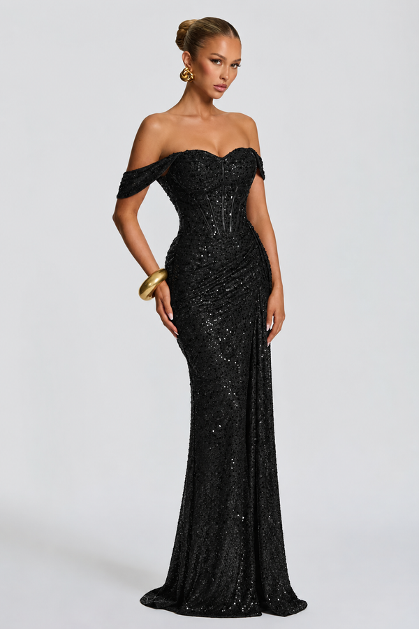 Strapless Bodycon Maxi Dress Sequin – Ondine - Hadassha