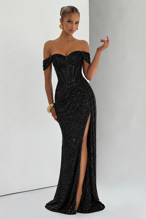 Strapless Bodycon Maxi Dress Sequin – Ondine - Hadassha