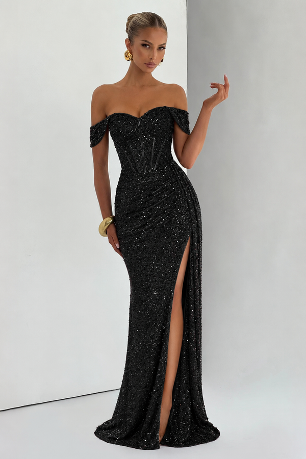 Strapless Bodycon Maxi Dress Sequin – Ondine - Hadassha