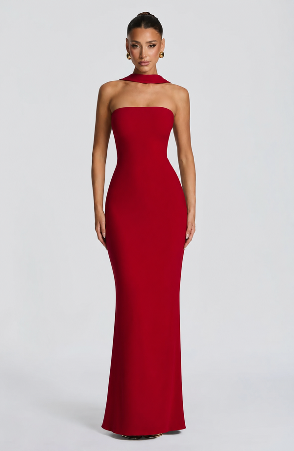 Strapless Bodycon Maxi Dress Side Slit – Brielle - Hadassha