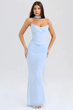 Strapless Corset Dress Sculpting Sheer Mesh – Freya - Hadassha