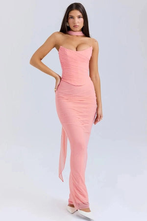 Strapless Corset Dress Sculpting Sheer Mesh – Freya - Hadassha